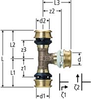 T-Stück NUSSBAUM Optiflex-Flowpress - PN 10, für 1-LU-Rohre, Rotguss, Kunstst.