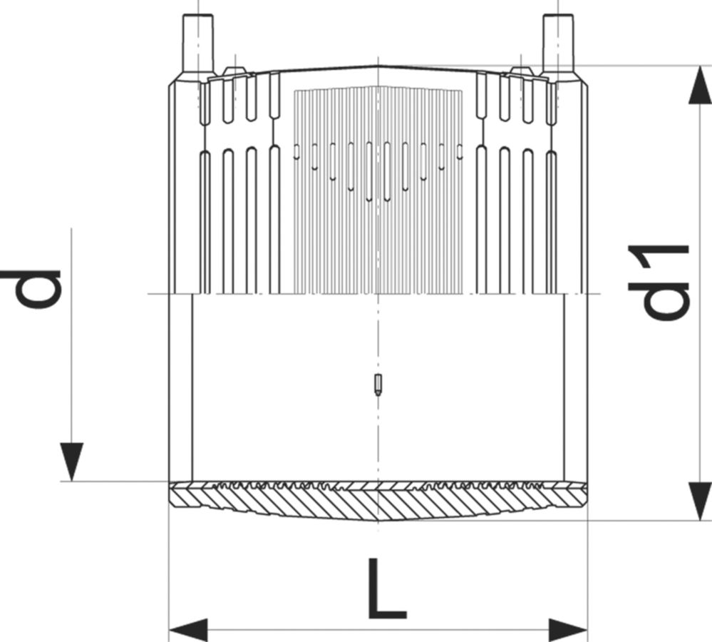 Schweissmuffe PE100 S-5 SDR 11 ELGEF - 5 bar Gas / 16 bar Wasser