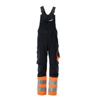 Sunderland Latzhose mit Knietaschen - Gr. 82C60, schwarzblau/hi-vis orange