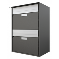 Briefkasten Alu 400 HUBER dunkelgrau - BxHxT 415x592x292, zwei übereinander