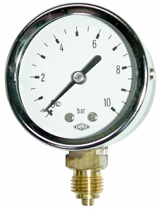 Manometer 1/4" 0-10 bar, 55 mm - mit Anschluss unten