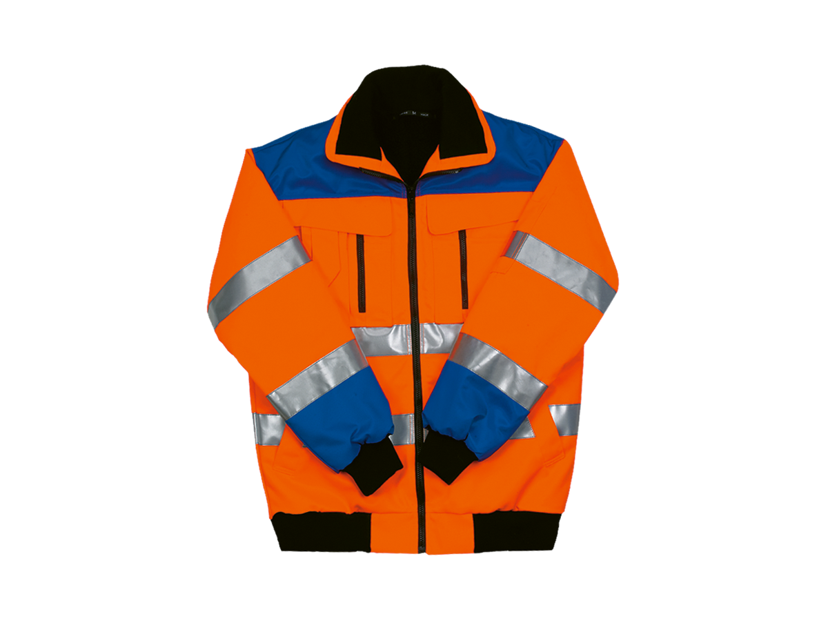 Warnschutzjacke Gr. M - leuchtorange/blau mit Reflexstreifen