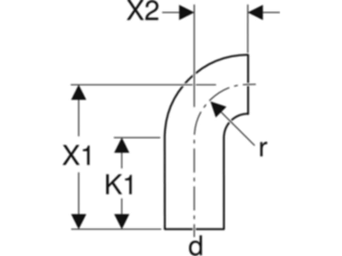 Geberit Bogen 90° 56 mit grossem Radius