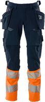 Hose mit Hängetaschen Stretch, Gr. 76C46 - schwarzblau/hi-vis orange, 92% PES/8%EL