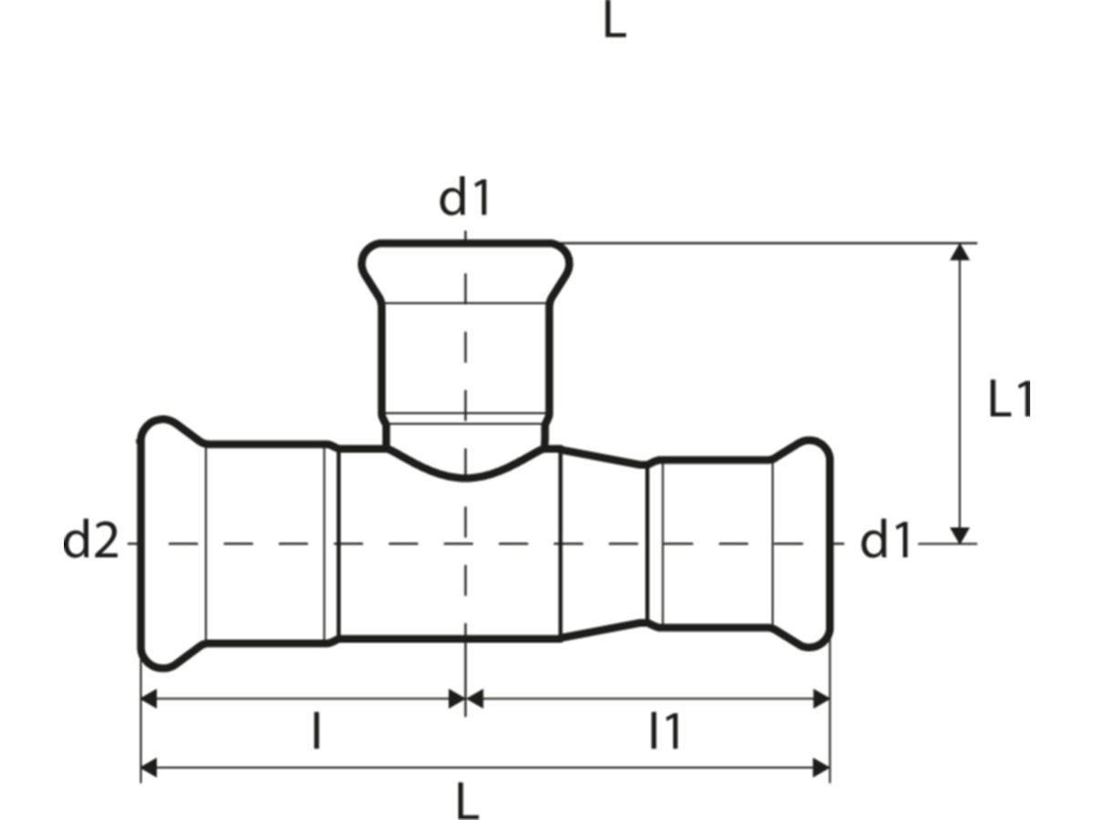 T-Stück 90° Inox 22-15-15 T 90°