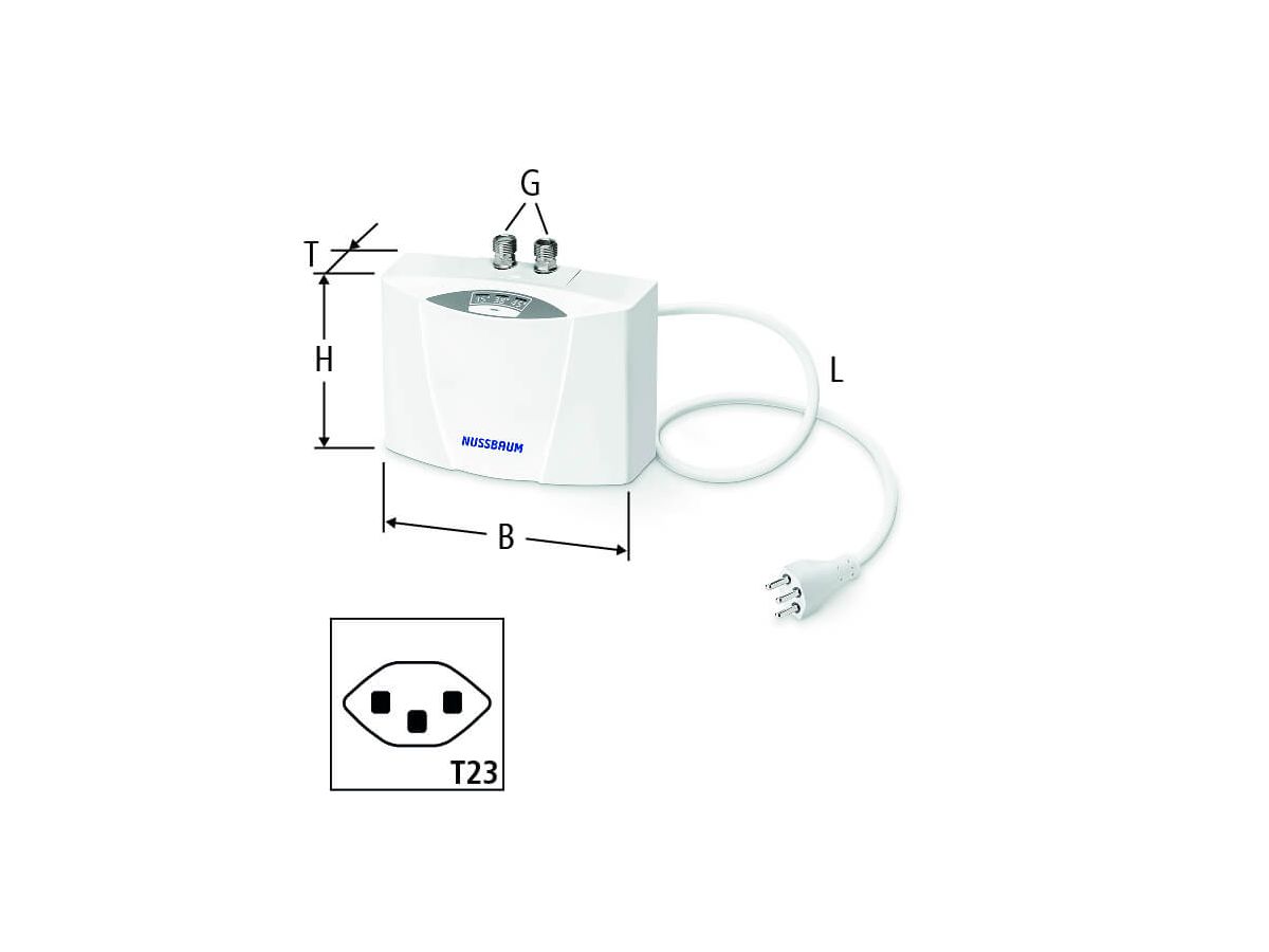 Waschtisch-Durchlauferhitzer MCX3, 3.5kw - 230V, 15A, steckfertig 2.0l/min 35-45°C