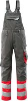 Sunderland Latzhose mit Knietaschen - Gr. 82C46, dunkelanthrazit/hi-vis rot