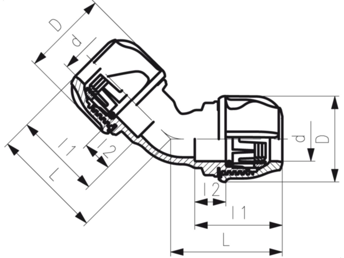 +GF+ iJoint Klemmverbinder PP NBR - Winkel 45° PN16 d25 mm
