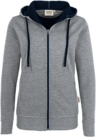 Damen-Kapuzenjacke Bonded 2XL - grau-meliert/tinte, 75% PES/25% CO