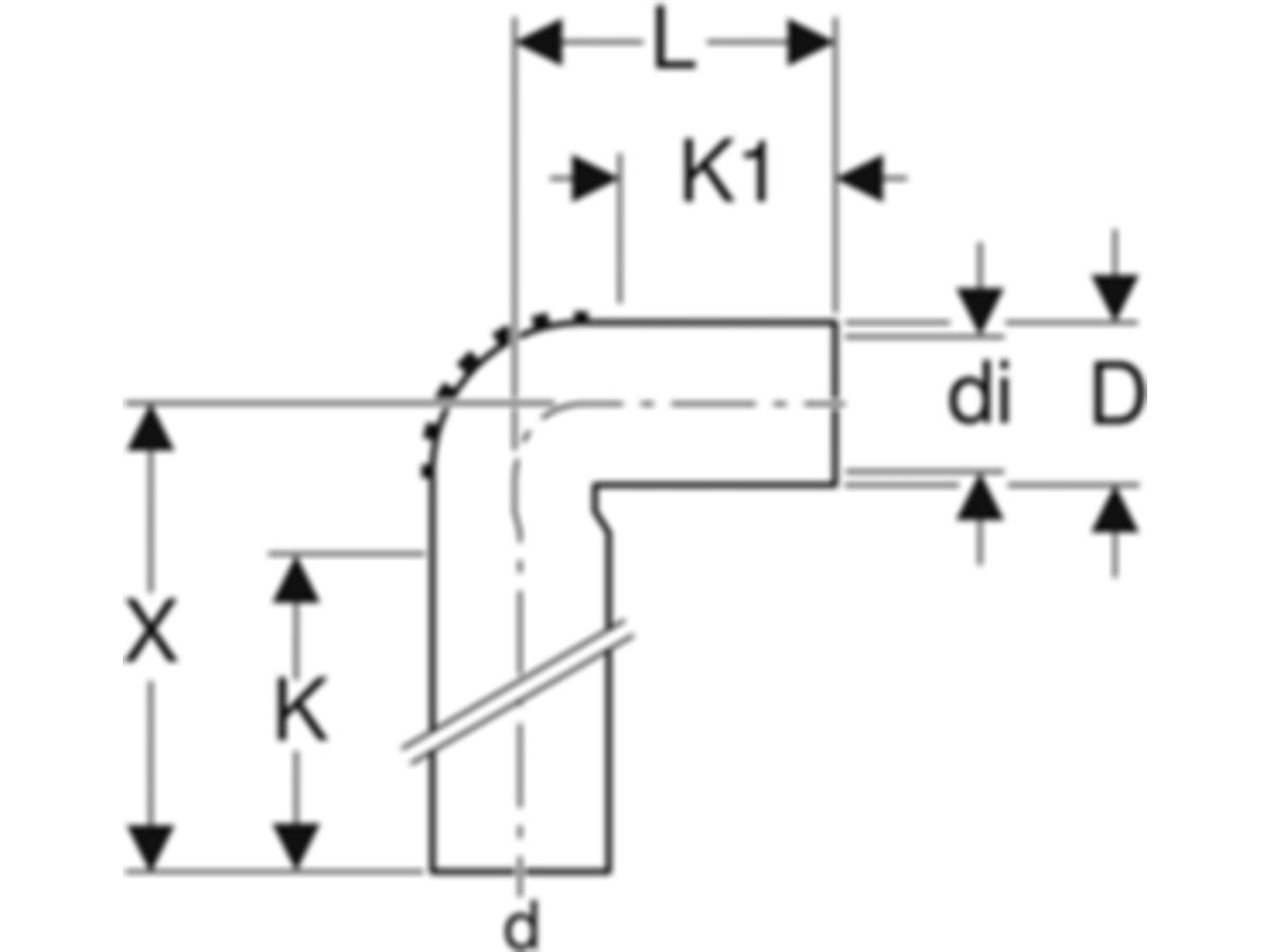 Geberit PE Modul-Anschlussbogen - für Waschtisch/Urinal/Bidet