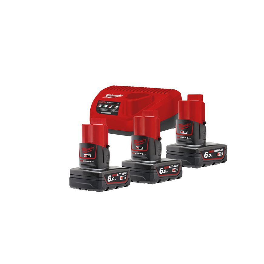 Akku Starterset M12NRG-603 Milwaukee - 3x M12 B6 Akku 1x C12 C Ladegerät