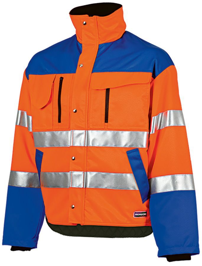 Winterjacke Warnschutz - leuchtorange/blau, mit Reflexstreifen