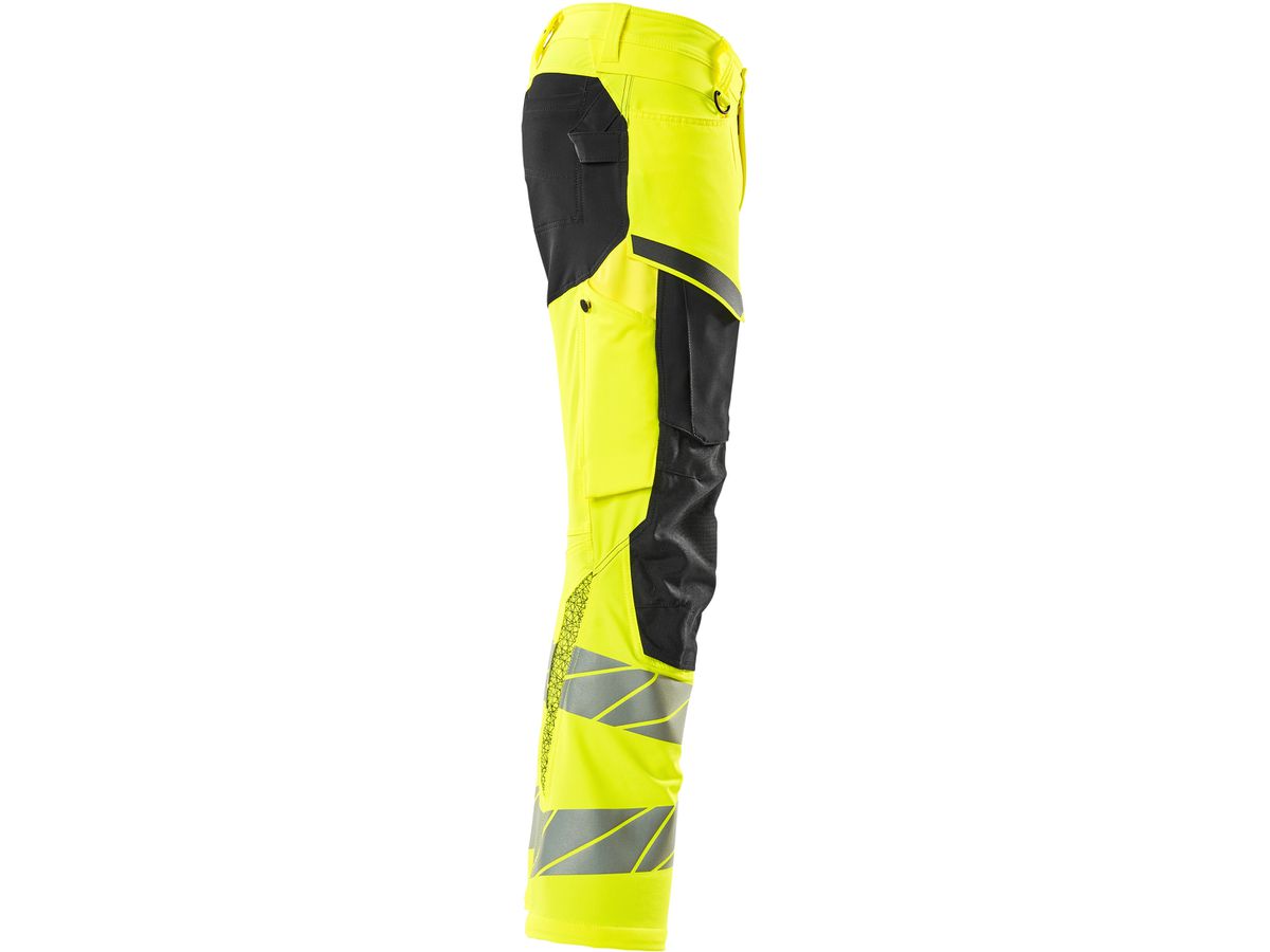 Hose mit Knietaschen, Stretch, Gr. 90C49 - hi-vis gelb/schwarz, 92% PES/8%EL