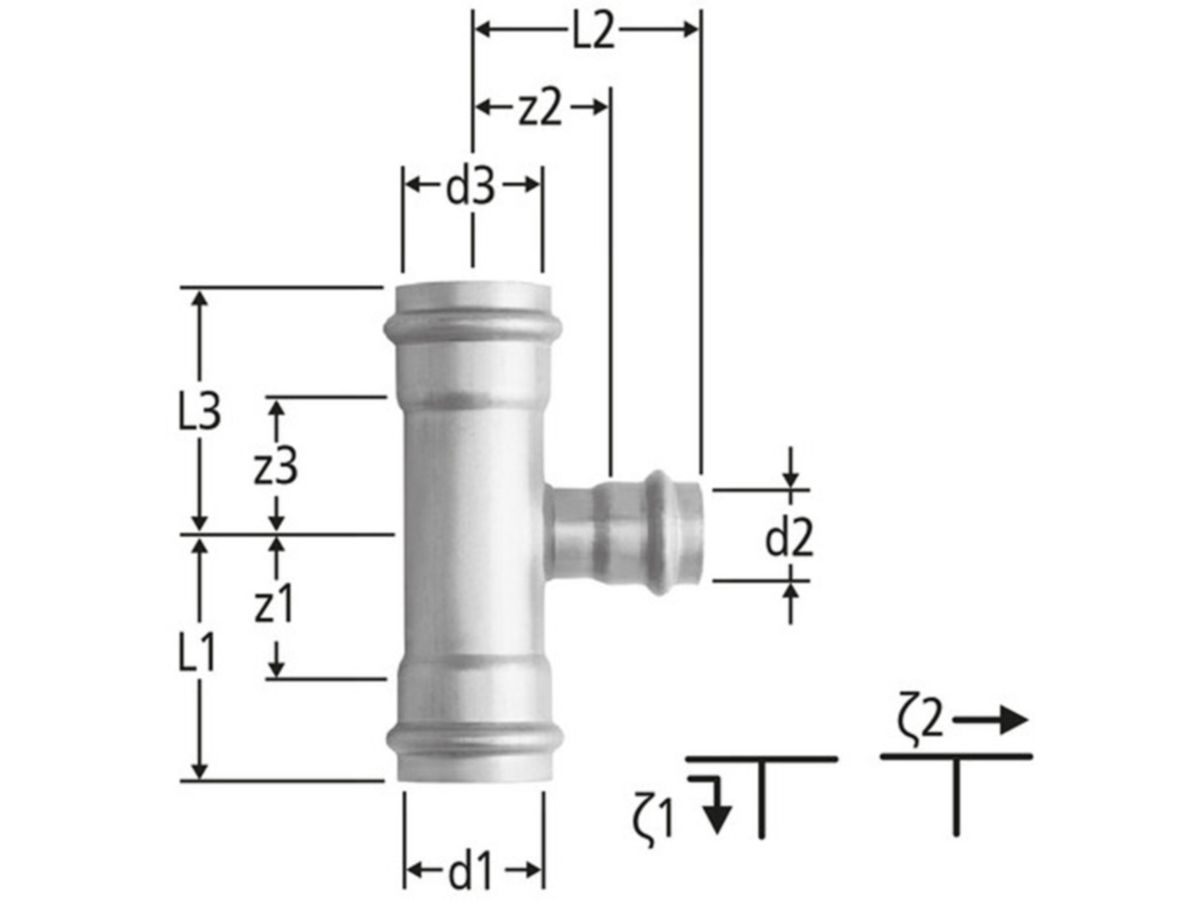 Optipress-Inox-T-Stück