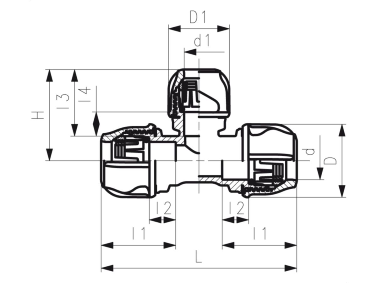 +GF+ iJoint Klemmverbinder PP NBR - T - 90° reduziert PN16 d110-63-110 mm