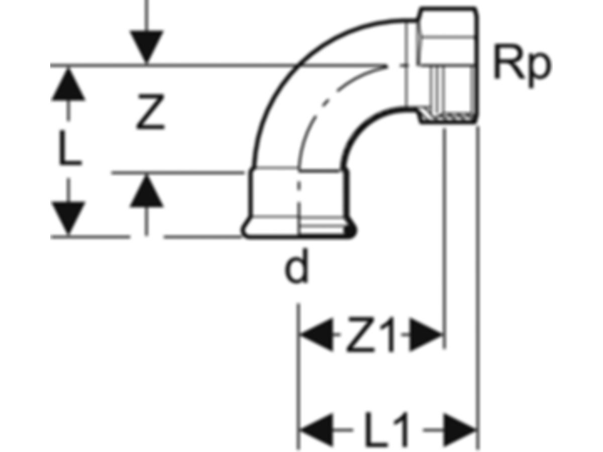 MPF-Uebergangsbogen 90° 18-1/2" mit IG