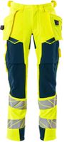 Hose mit Hängetaschen Stretch, Gr. 76C52 - hi-vis gelb/dunkelpetr., 92% PES/8%EL