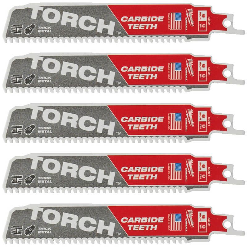 Säbelsägeblatt Milwaukee TORCH HM - 150mm, 7Z, 5-13mm Inox/Stahl, 5er Pack