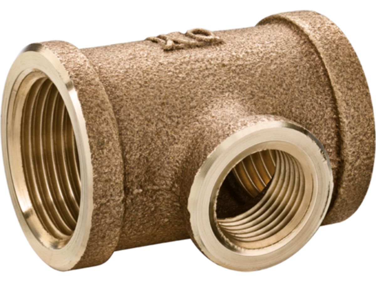 Rotguss T-Stück reduziert 11/2-3/4-11/2" - mit IG