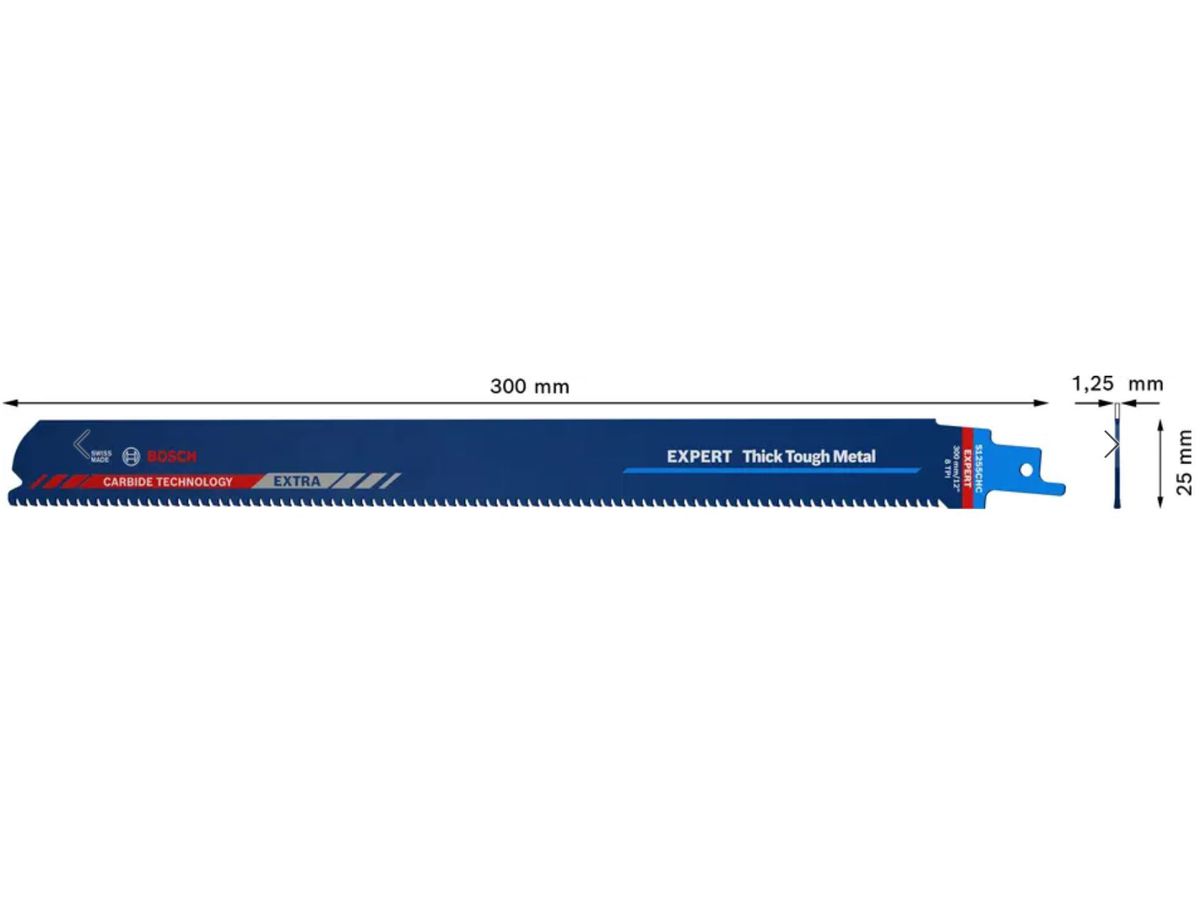 Säbelsägeblatt Bosch S 1255 CHC enduranc - EXPERT,CARBIDE Länge: 300x25x1.25mm,8TPI