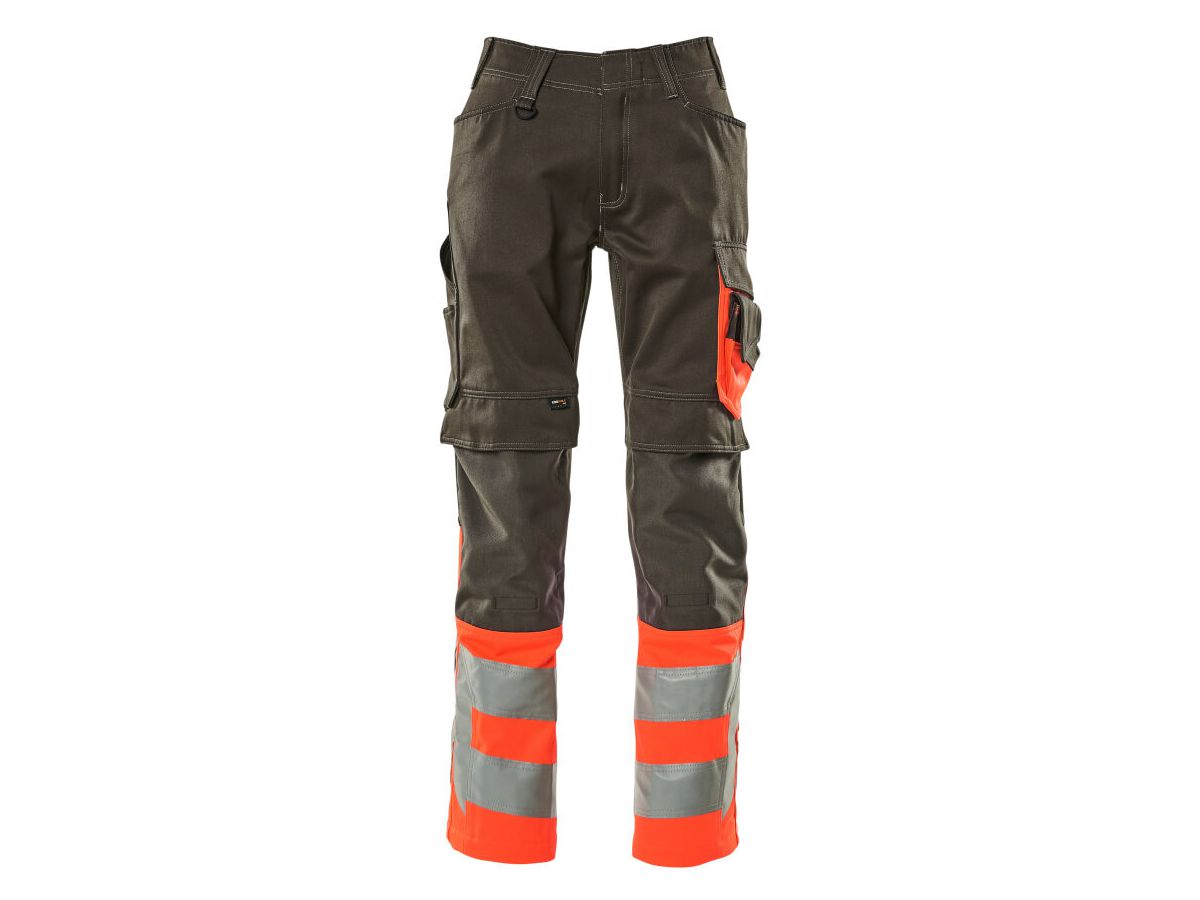 Leeds Hose mit Knietaschen, Gr. 82C48 - dunkelanthrazit/hi-vis rot