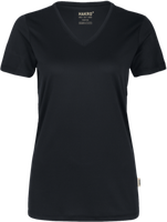 Damen-V-Shirt COOLMAX Gr. 2XL, schwarz - 100% Polyester, 130 g/m²