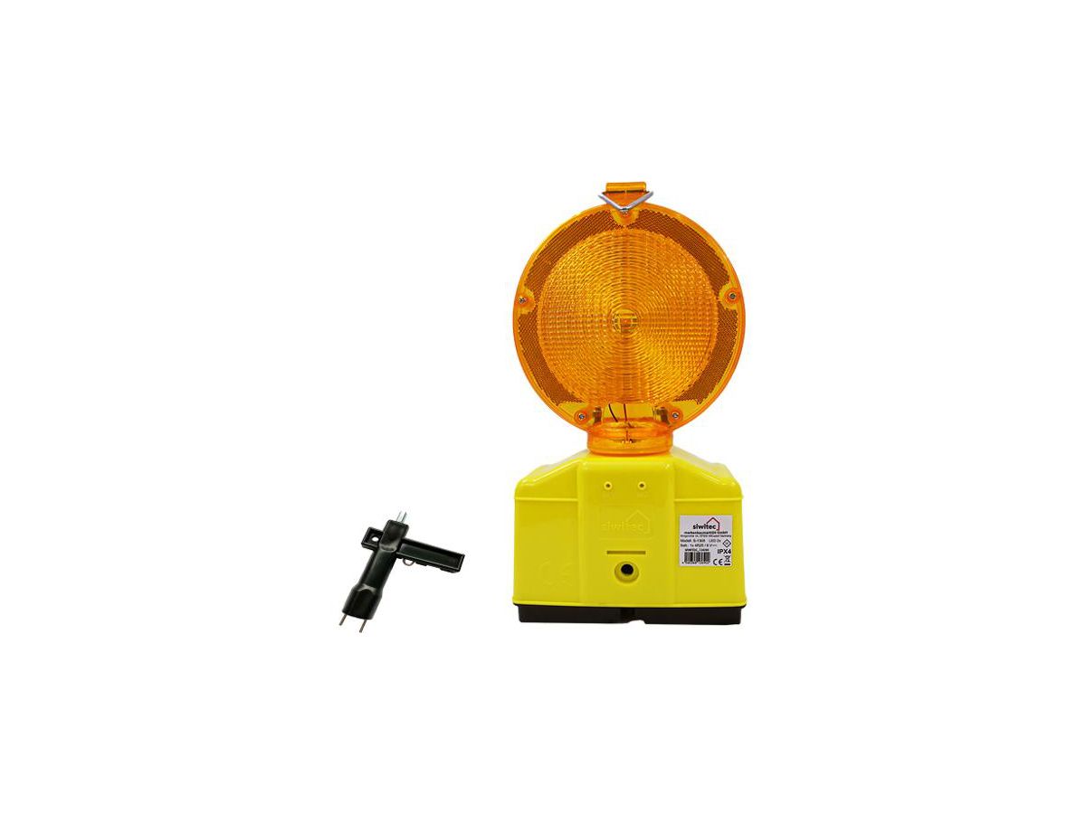Baustellenleuchte LED gelb, siwitec - mit Dämmerungssensor und Lampenschl.