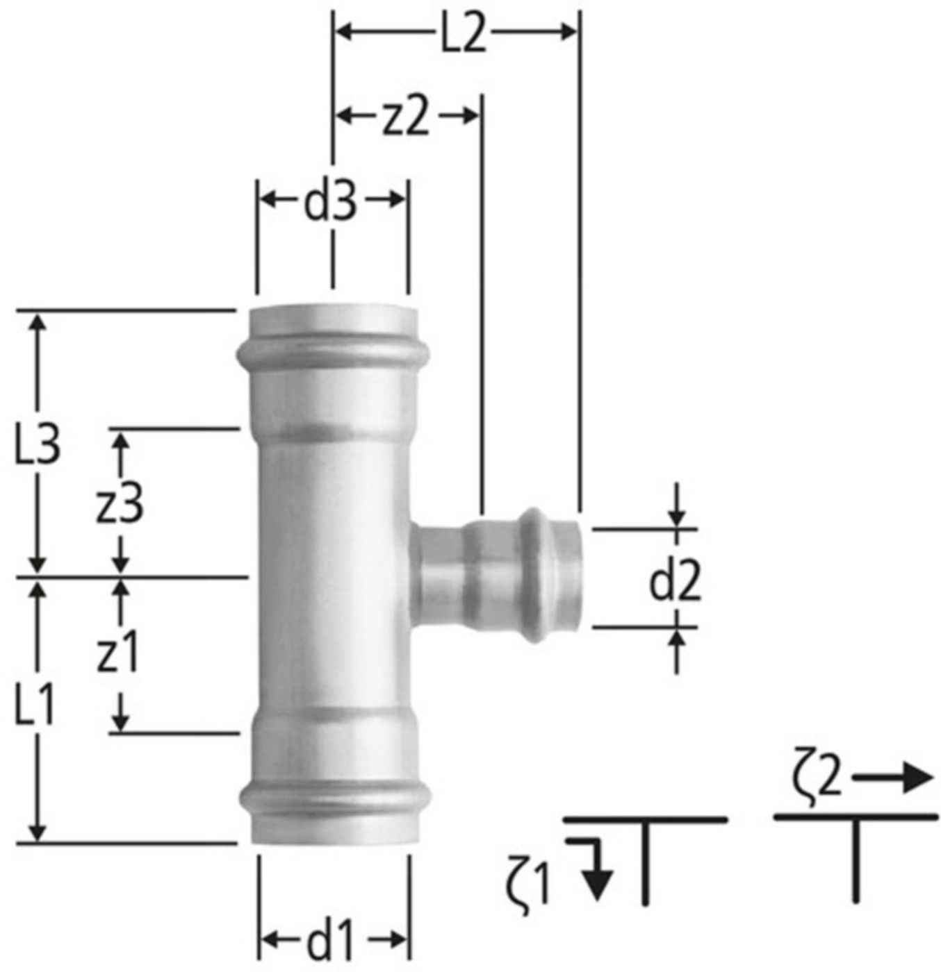 Optipress-Inox-T-Stück