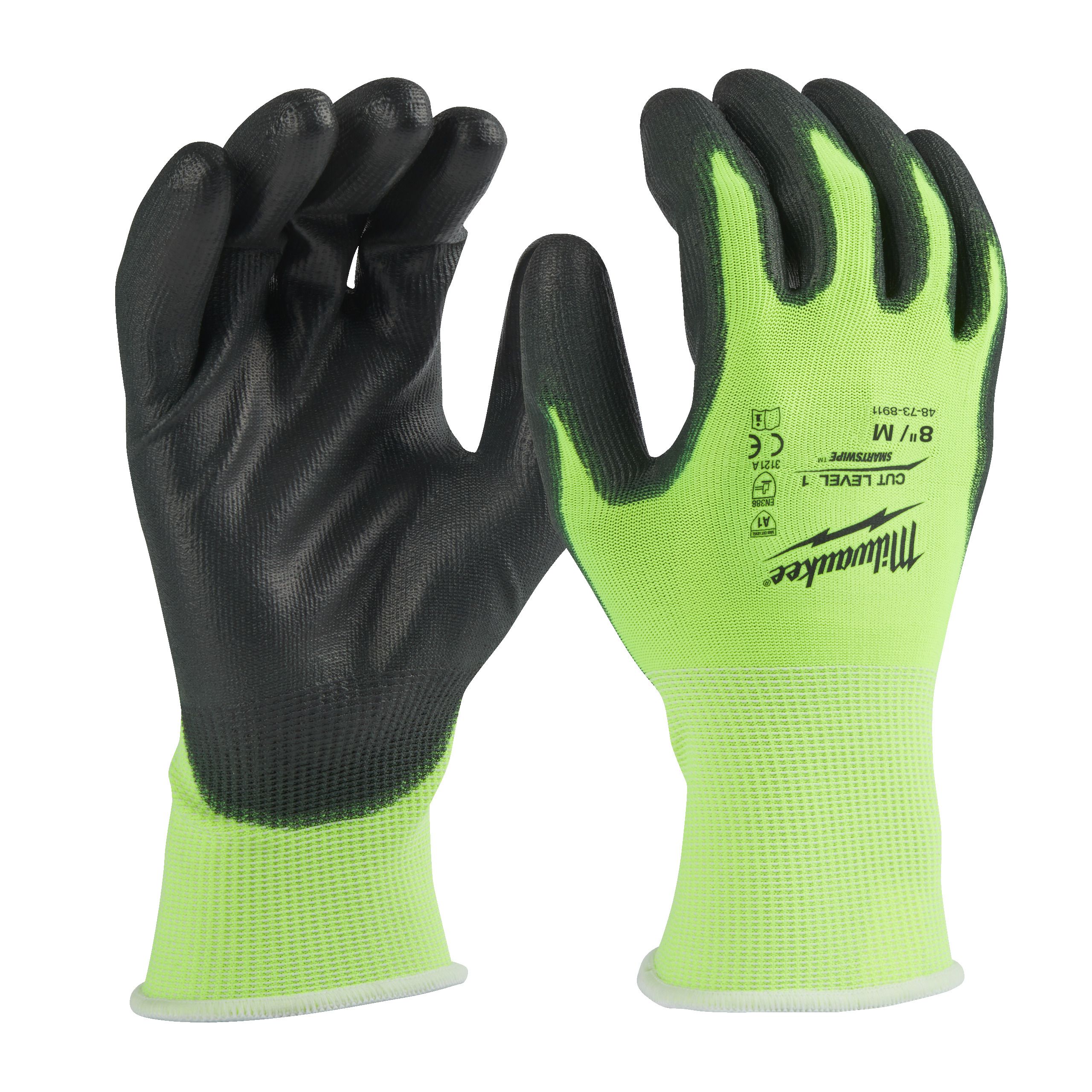 Hi-Vis Schnittschutzhandschuhe - Milwaukee, Klasse 1/A