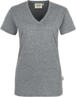 Damen-V-Shirt Classic 2XL grau meliert - 85% Baumwolle, 15% Viscose, 160 g/m²