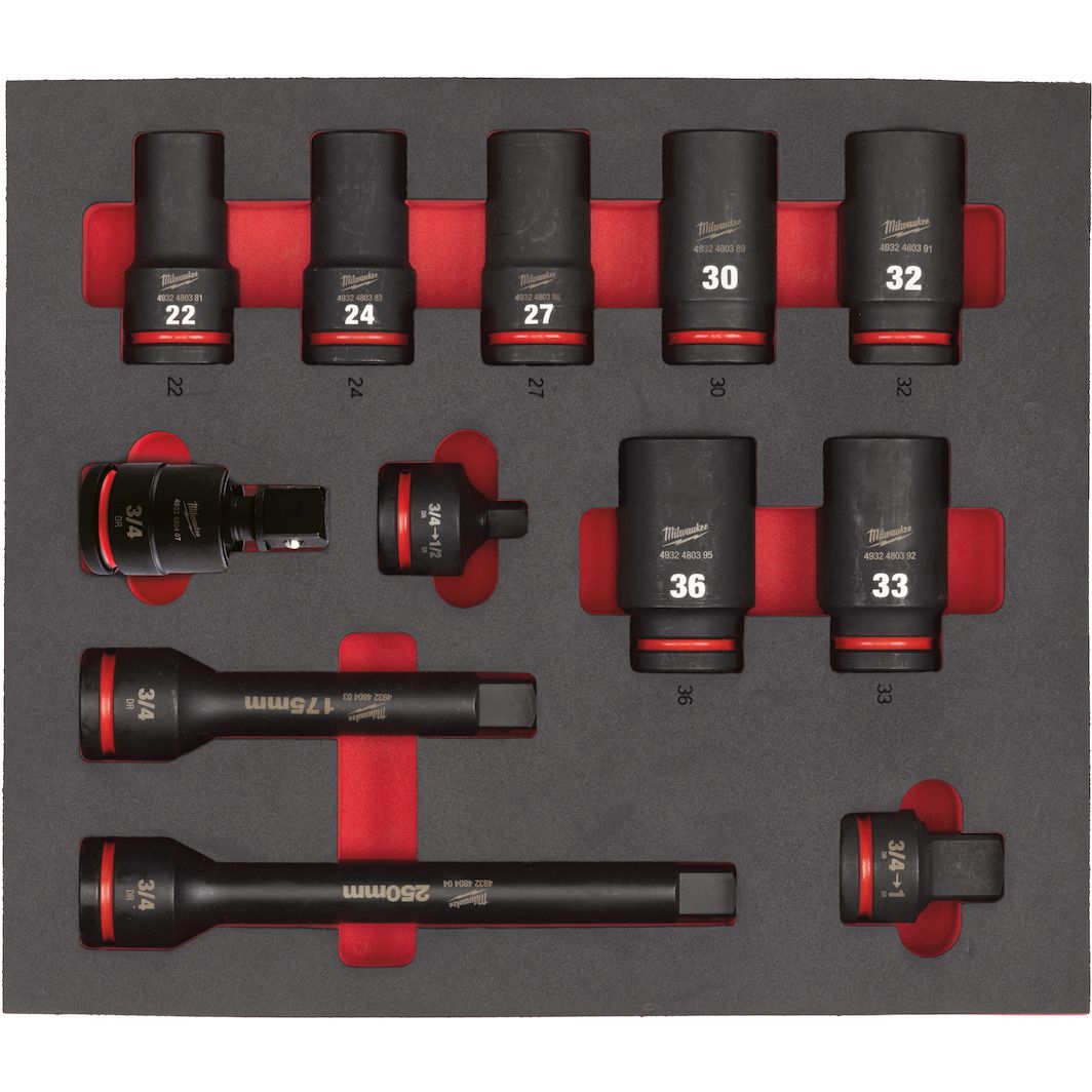 3/4" SHOCKWAVE Schlagnüsse lang Einlage - 12-teilige Einlage für Werkstattwagen 78