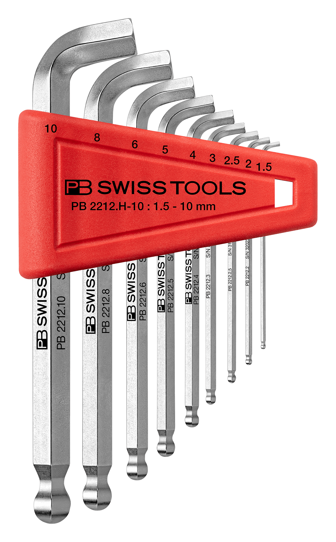 Winkelschraubenzieherset PB 2212 - bis Gr.10 kurzer Stiftteil m.Kugelkopf