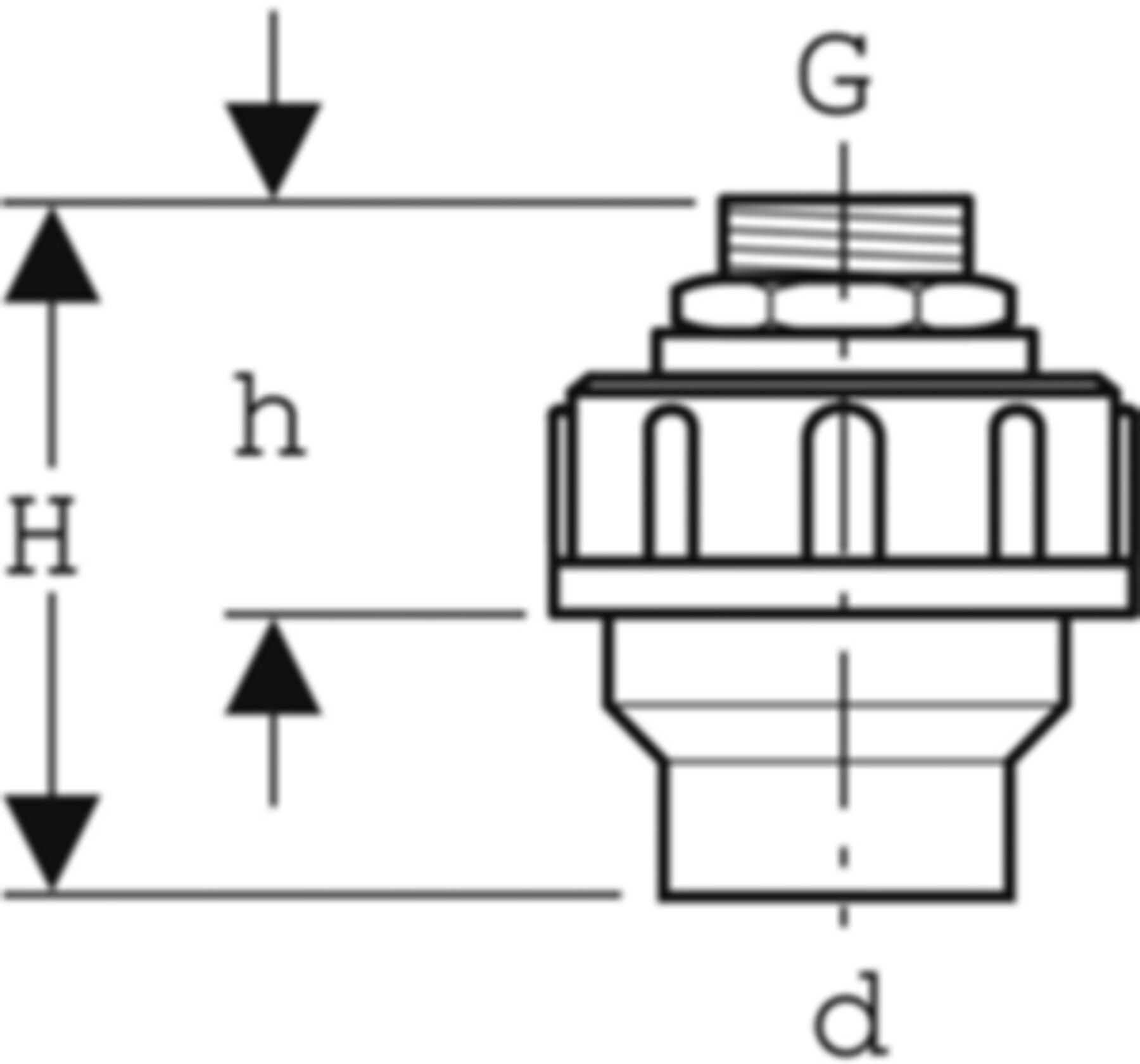 Geberit PE Stutzen mit Verschraubung - mit Messingnippel