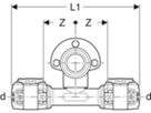 Geberit T-Anschlusswinkel 90° abgesetzt - FlowFit Rp 1/2 Zoll 620.981.00.1